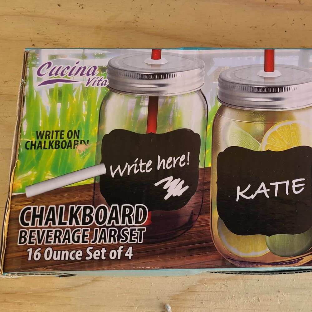 Chalkboard Mason Jar drinking lasses